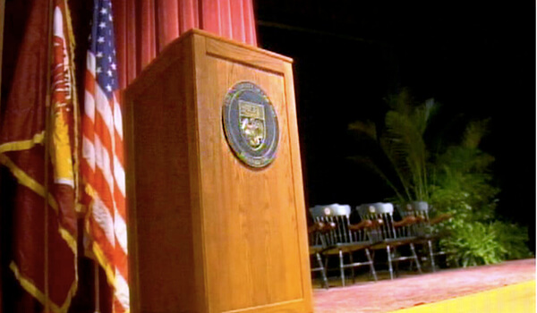 Empty podium on stage