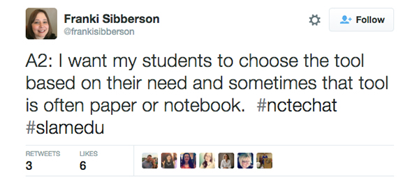 Franki Sibberson tweet about students learning styles