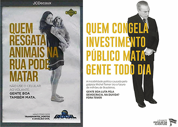 two Brazilian advertisement posters side by side