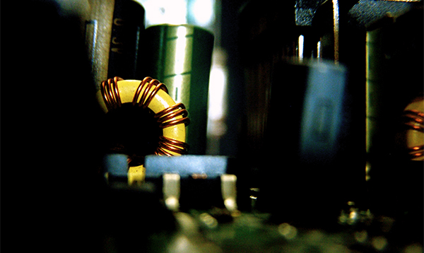 Close up of computer parts
