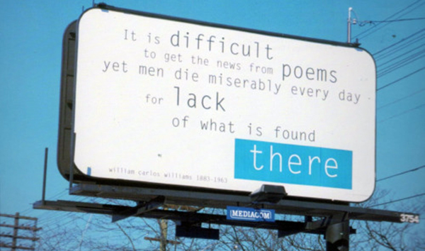 poem by William Carlos Williams on billboard