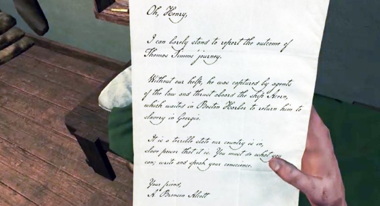 Walden game scene of character holding letter
